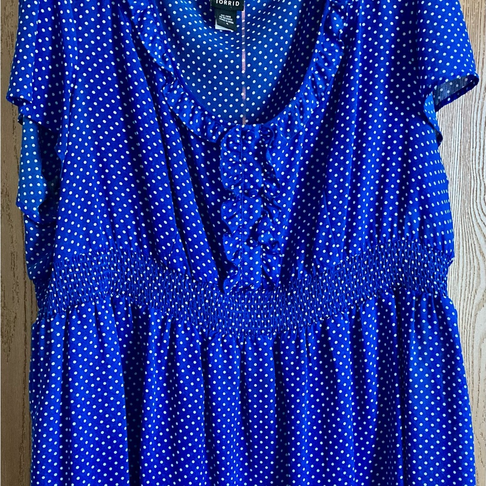 Torrid Blue Polka Dot Blouse